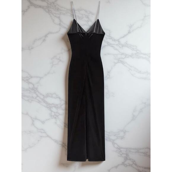 Zara Festive Days Black Velvet Rhinestone Strap Dress - S - Picture 6 of 7